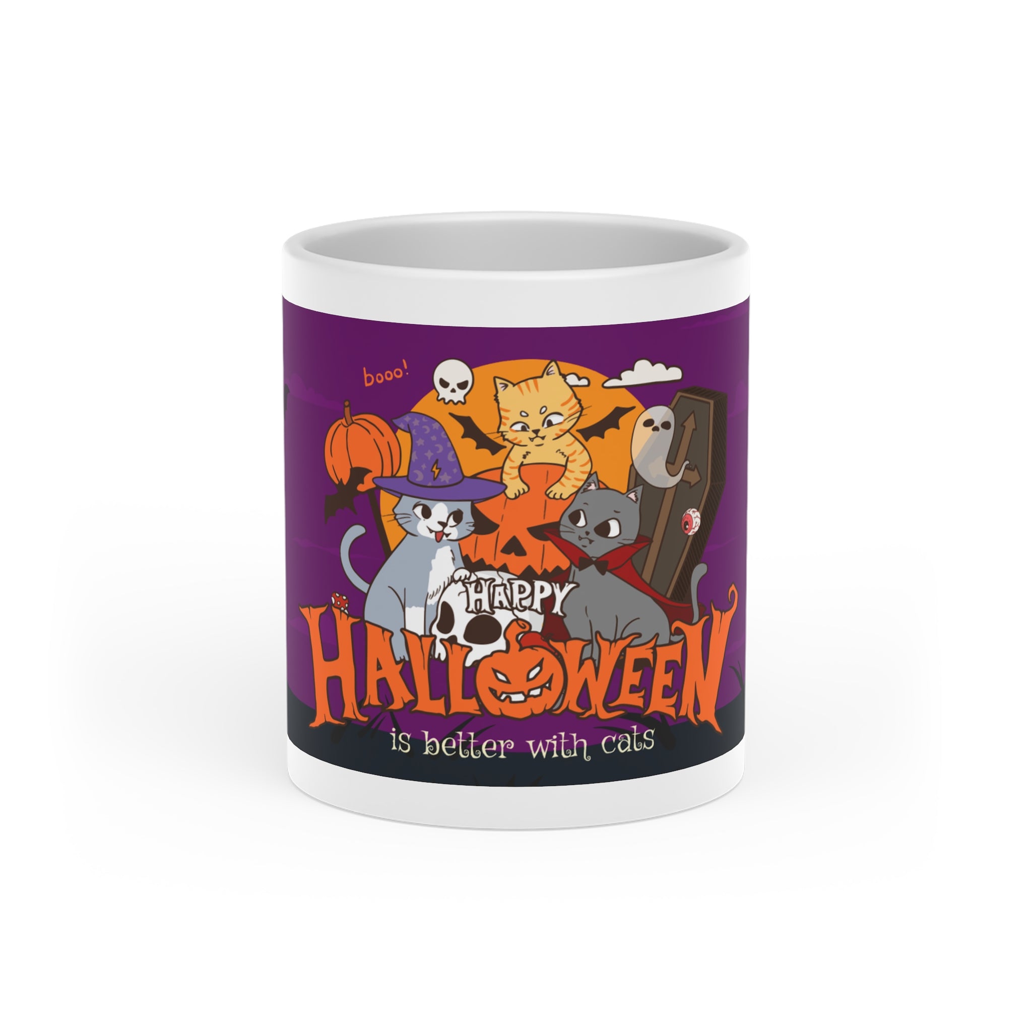 Happy Halloween is Better with Cats | Heart-Shaped Mug